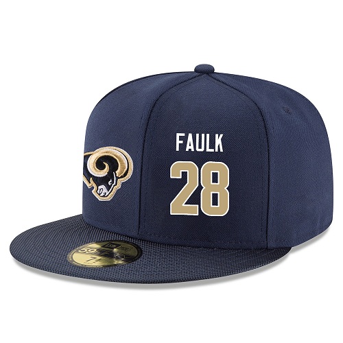 NFL Los Angeles Rams #28 Marshall Faulk Stitched Snapback Adjustable Player Hat - Navy/Gold